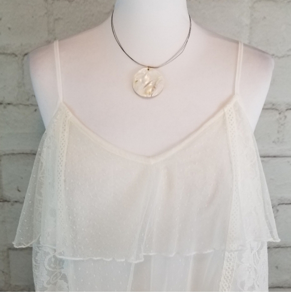 American Eagle S White Floaty Tiered Lace Tank Top - Picture 2 of 9